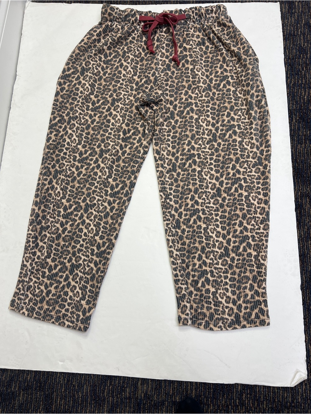 Leopard Print Ankle Pants with Red Tie - Picture 4 of 5